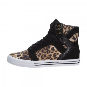 Supra SkyTop Höga Dam Leopard Svarta | LOTRA6310