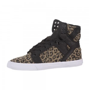 Supra SkyTop Höga Dam Svarta Leopard | AQERP0239