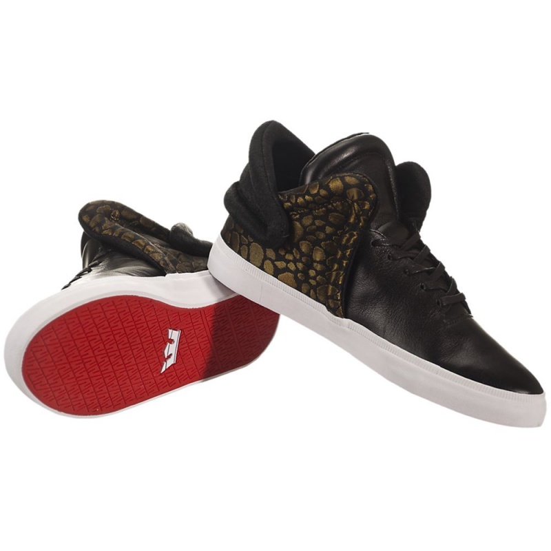 Supra Falcon Sneakers Dam Svarta Guld | OATWE7354