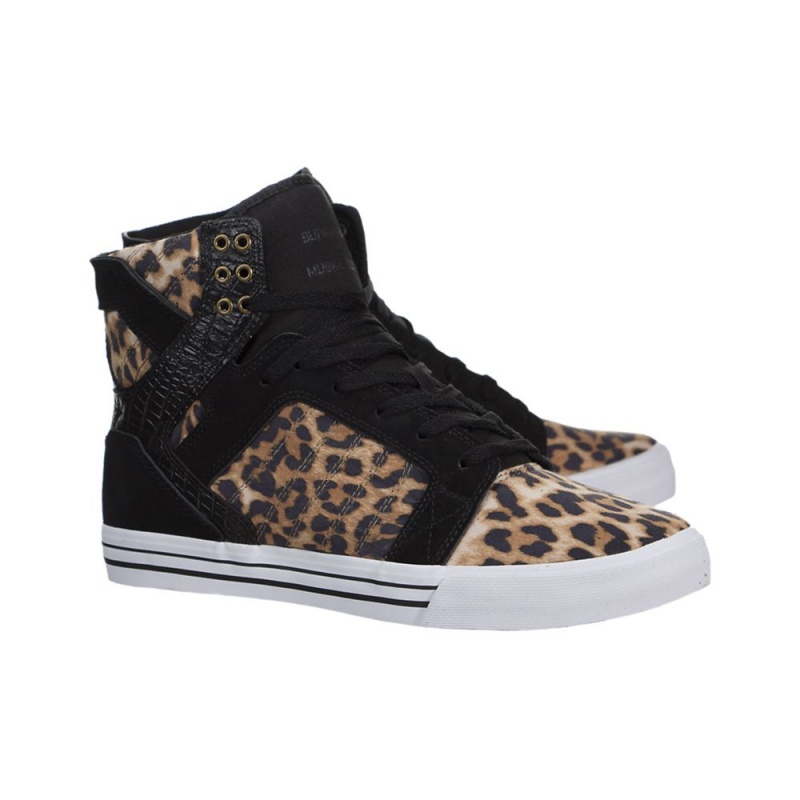 Supra SkyTop Höga Dam Leopard Svarta | LOTRA6310