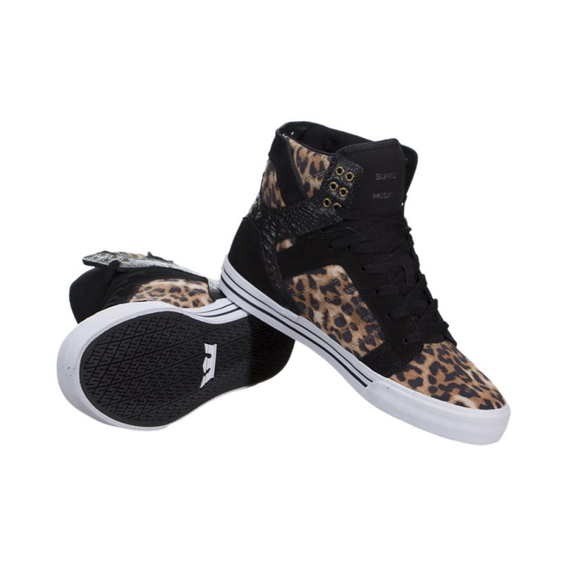 Supra SkyTop Höga Dam Leopard Svarta | LOTRA6310