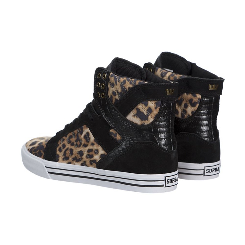 Supra SkyTop Höga Dam Leopard Svarta | LOTRA6310