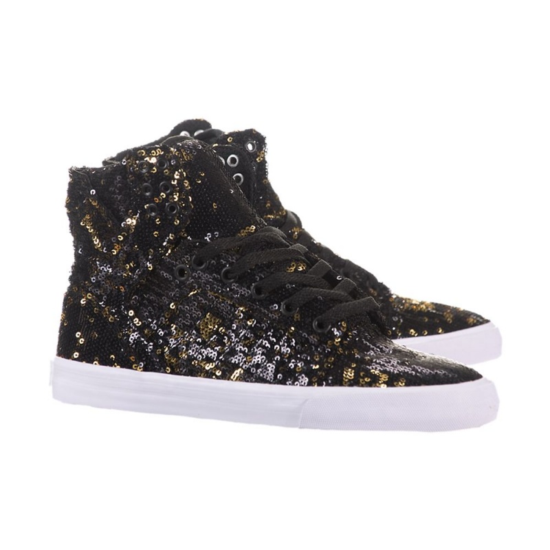 Supra SkyTop Höga Dam Svarta Guld | VPNQB9245