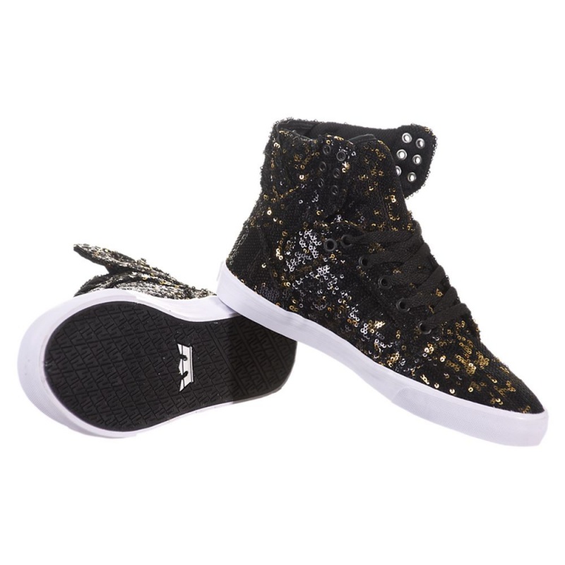 Supra SkyTop Höga Dam Svarta Guld | VPNQB9245