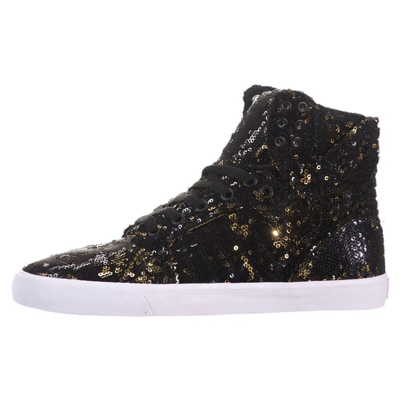 Supra SkyTop Höga Dam Svarta Guld | VPNQB9245