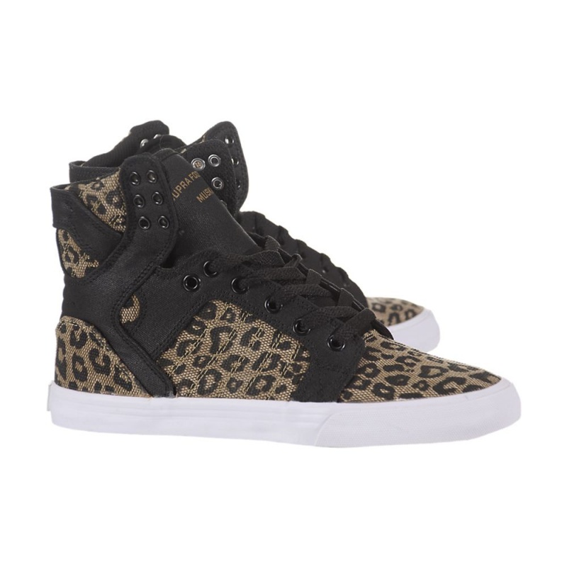 Supra SkyTop Höga Dam Svarta Leopard | AQERP0239