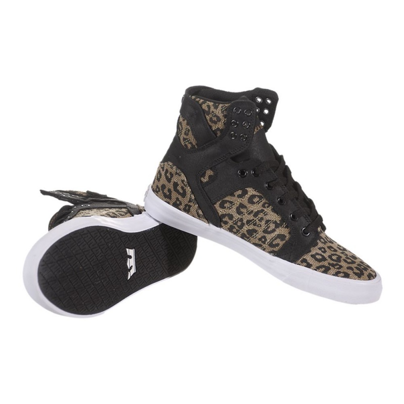 Supra SkyTop Höga Dam Svarta Leopard | AQERP0239