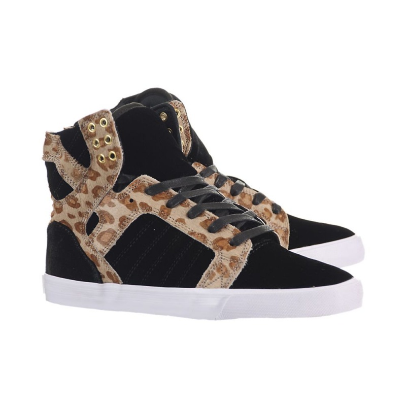 Supra SkyTop Höga Dam Svarta Leopard | UKCHX9614