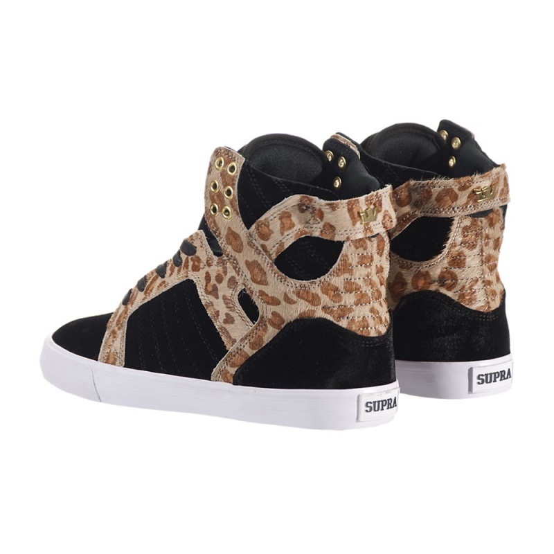 Supra SkyTop Höga Dam Svarta Leopard | UKCHX9614