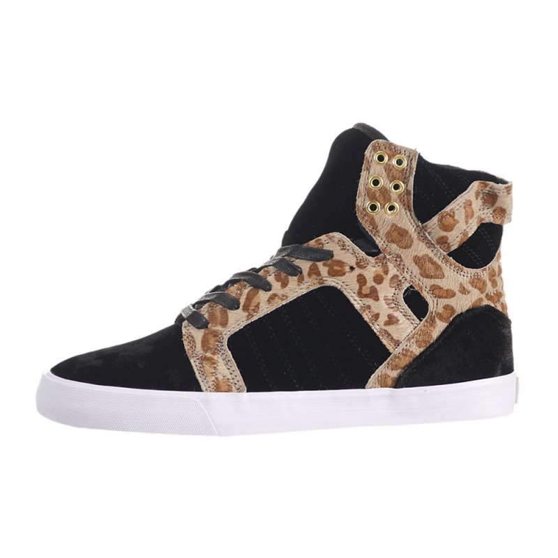 Supra SkyTop Höga Dam Svarta Leopard | UKCHX9614